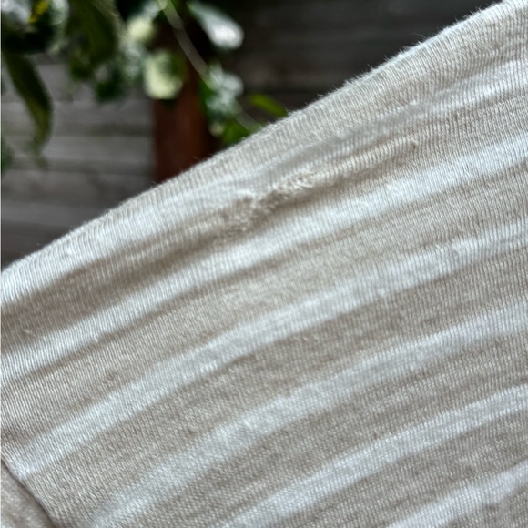 Saint James x Jenni Kayne linen shirt, taupe/ivory stripe, L, Made in France. - Picture 5 of 9